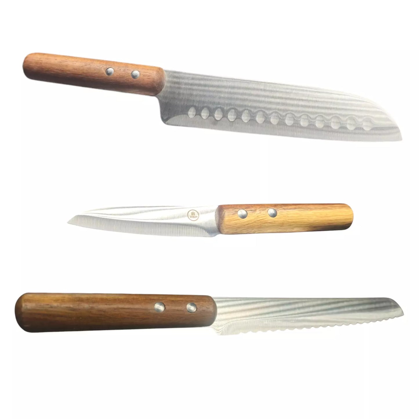 Messer Set 3 teile Santokumesser Brotmesser Schälmesser Neu