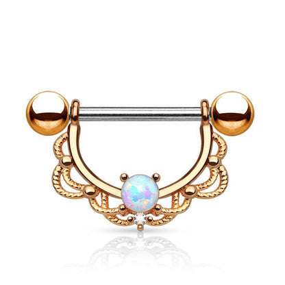 Nippelpiercing Brustwarzenpiercing Brustpiercing mit Opal optik