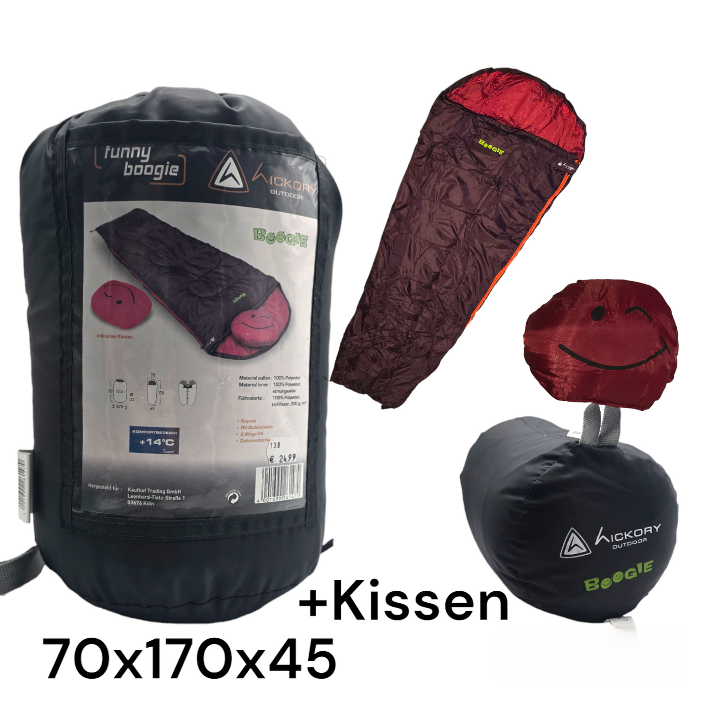 Schlafsack Sommer Camping für Erwachsene und Kinder Blau Rot