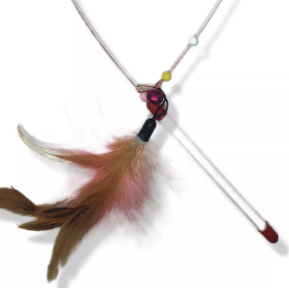 5x Katzespielzeug Katzenangel Spielangel mit Feder 90cm Spielzeug Glöckchen
