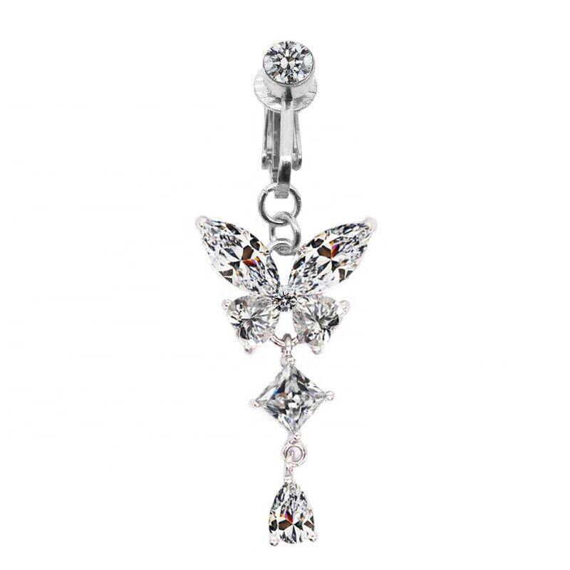 Fake Clip Bauchnabel Klemme Silber Ring Fake Bauchnabelpiercing